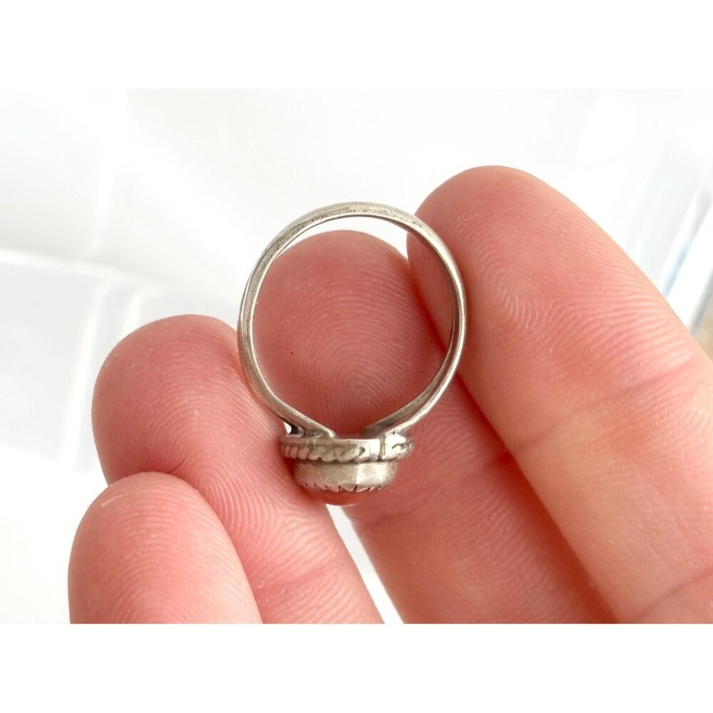 Carnelian Accented Split Shank Sterling Silver 925 Vintage Ring - sz 5.75 - Picture 11 of 14